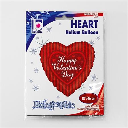 Holographic Valentine's Day Stripes Balloon - 18" Foil