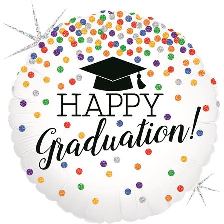 Glittering Grad Confetti Balloon - 18" Foil Unpackaged