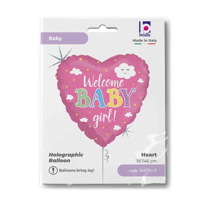 Welcome Baby Girl Balloon - Foil 18"