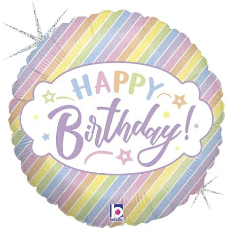 Pastel Birthday Balloon - 18" foil Unpackaged