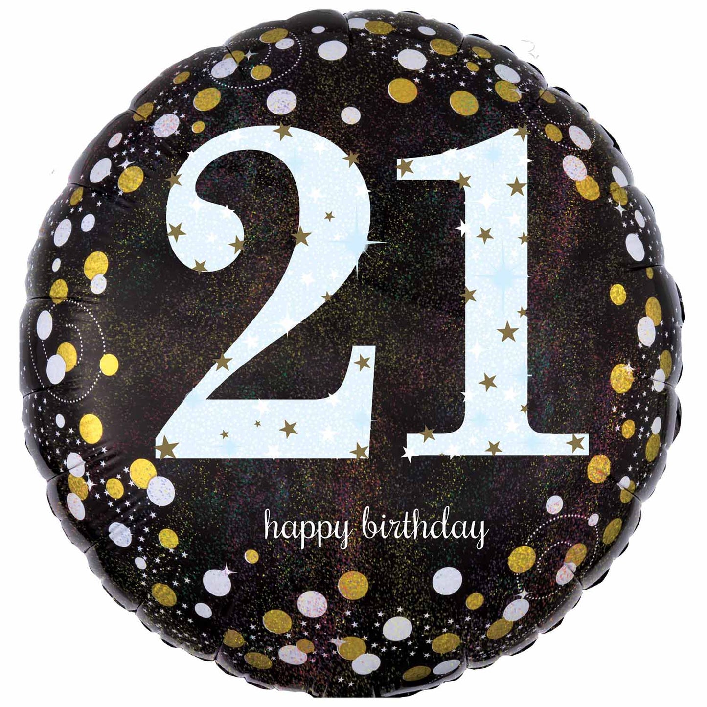 Age 21 Birthday Black and Gold Balloon - 18" Foil