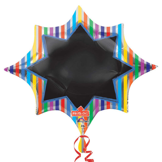 Multi Stripe Blackboard Marquee Write-On Balloon - (35"x 29") Foil