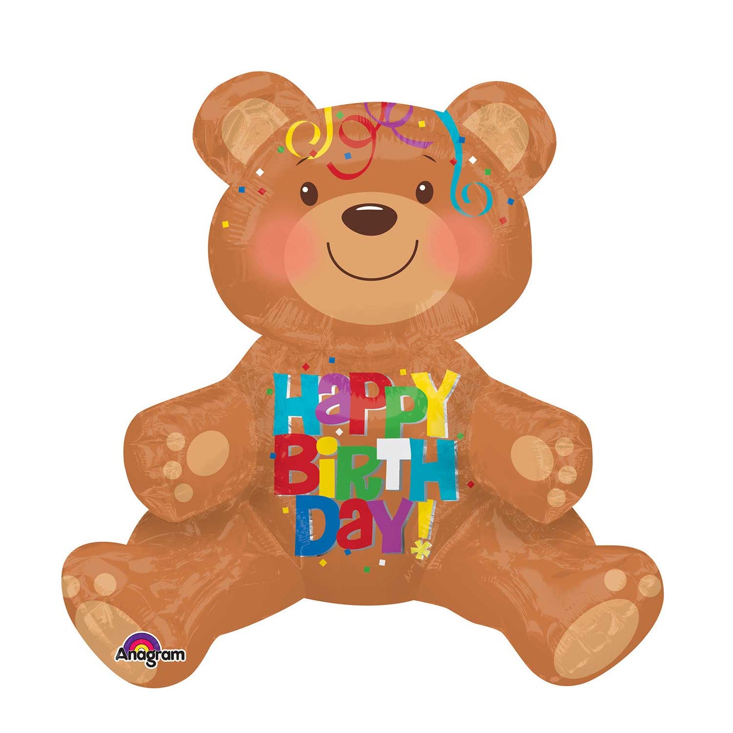 Happy Birthday Sitting Bear Multi-Balloon - (17" x 19") Foil