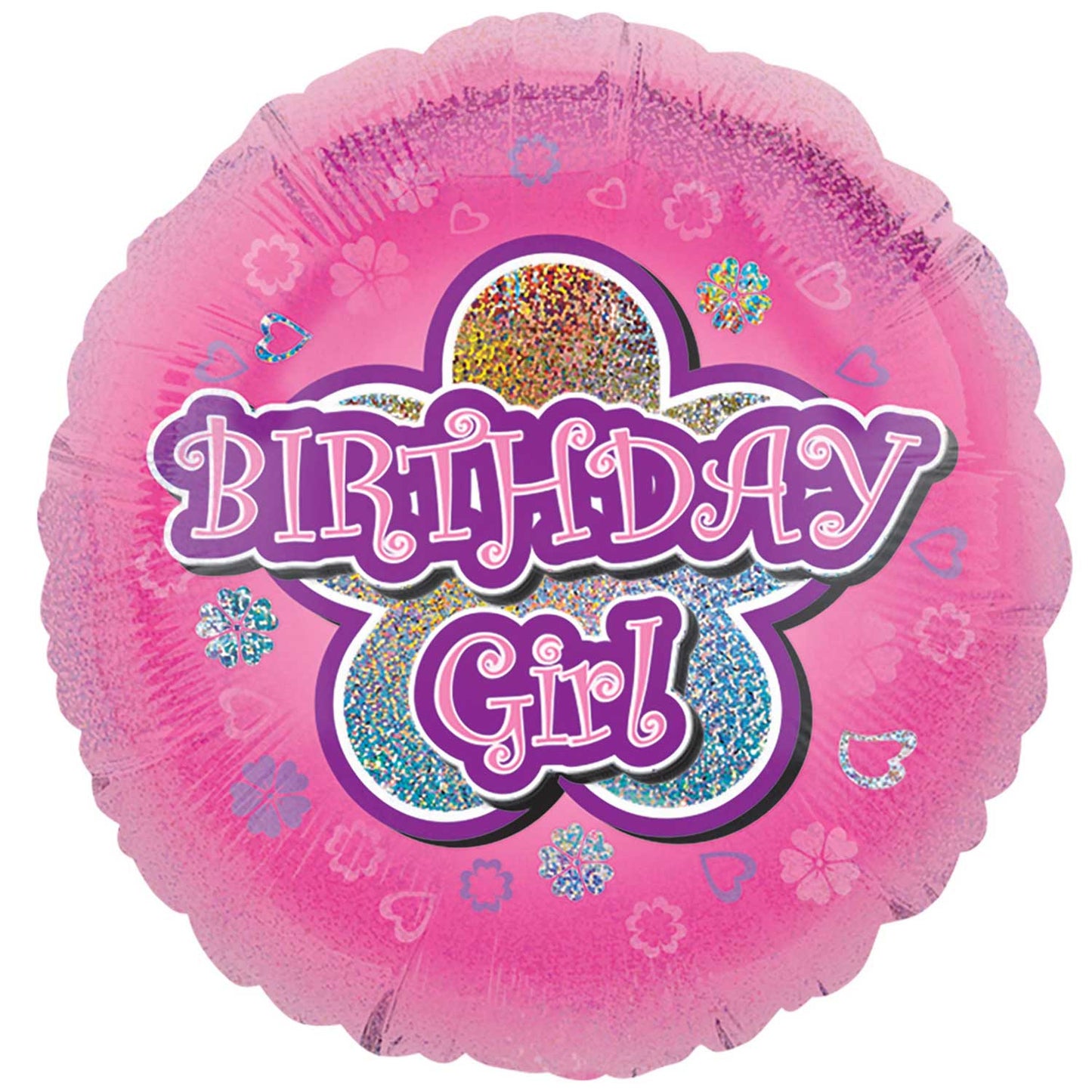 Pink Flowers Birthday Girl Balloon - 18" Foil