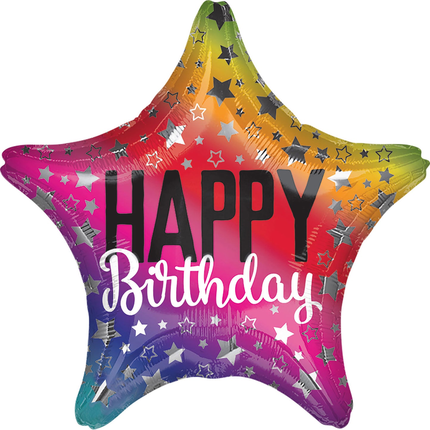Rainbow Star Happy Birthday Balloon - Foil 18"