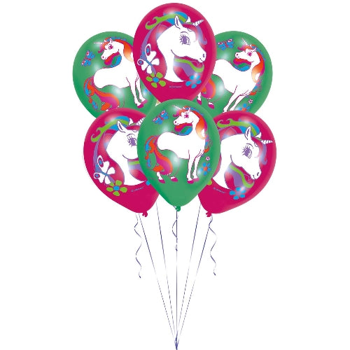 Unicorn 4 Colour Balloons - 11" Latex (6ct)