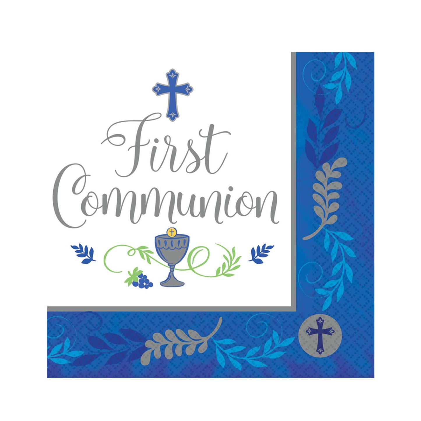 Communion Blue Luncheon Napkins 33cm - 1 PKG/36