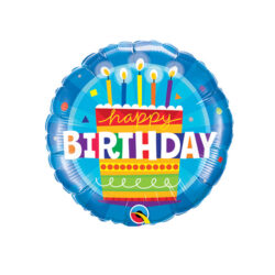 Blue Cake Birthday Mini Shape Air-Filled Balloon – 9″ Foil (Flat)