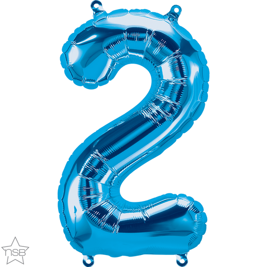 Blue Number 2 Balloon - 16" Foil
