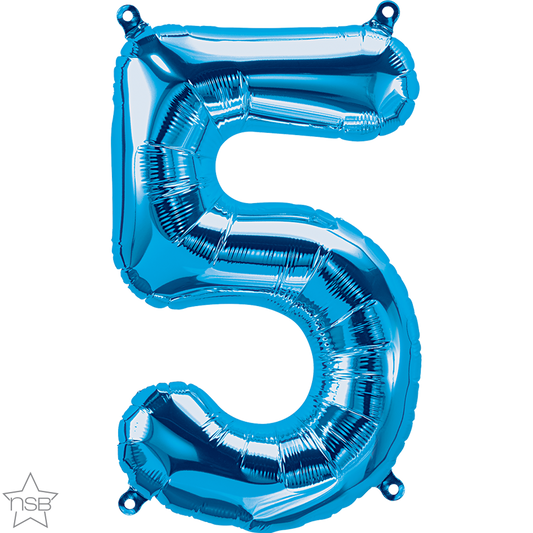 Blue Number 5 Balloon - 16" Foil