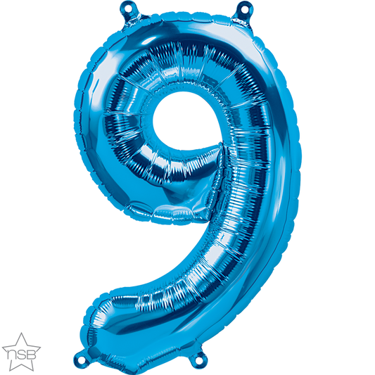 Blue Number 9 Balloon - 16" Foil