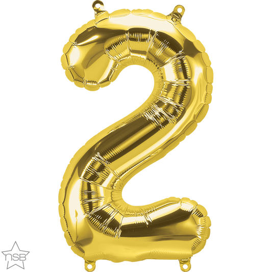 Gold Number 2 Balloon - 16" Foil