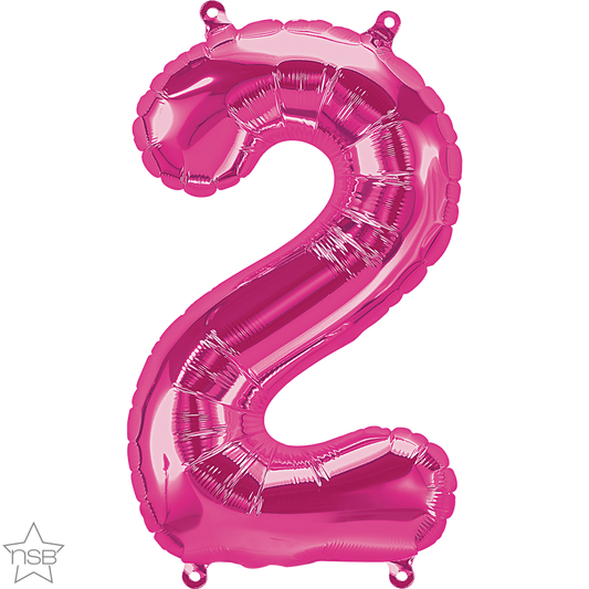 Magenta Number 2 Balloon - 16" Foil