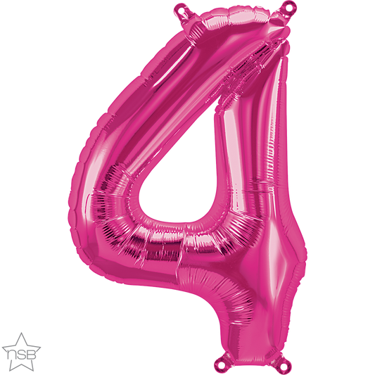 Magenta Number 4 Balloon - 16" Foil