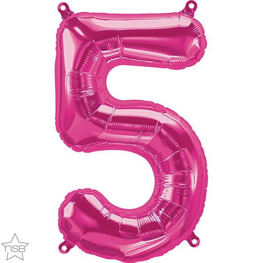 Magenta Number 5 Balloon - 16" Foil