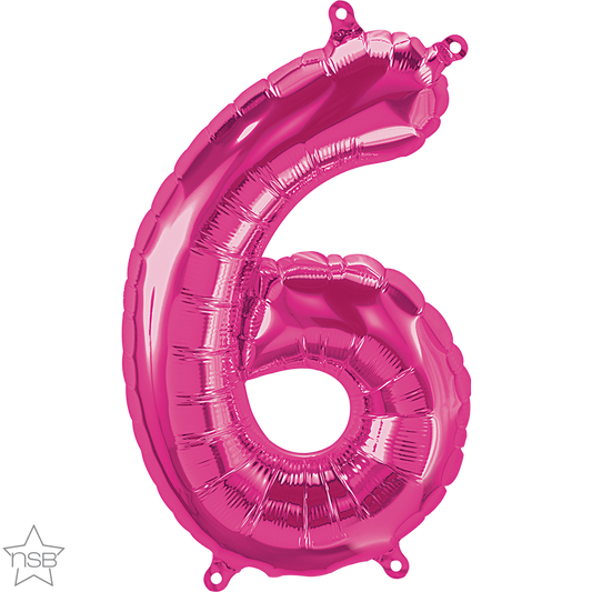 Magenta Number 6 Balloon - 16" Foil