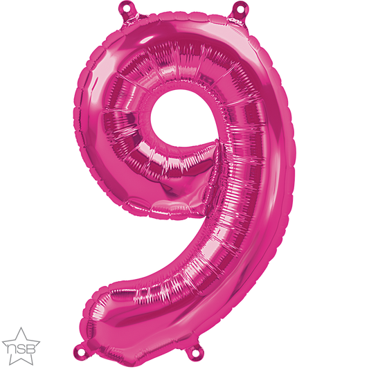 Magenta Number 9 16 Balloon - 16" Foil