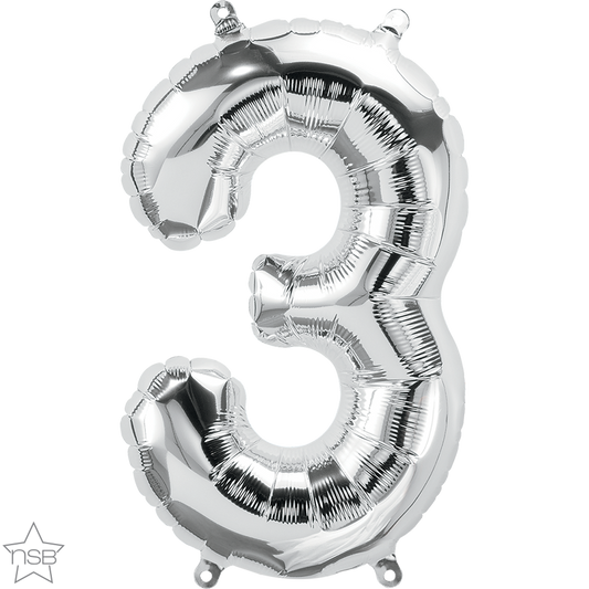 Silver No 3 Balloon - 16" Foil