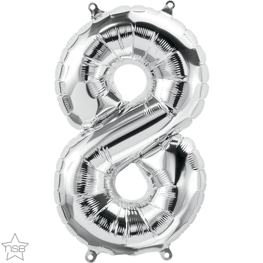 Silver No 8 Balloon - 16" Foil