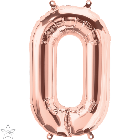 Rose Gold Number 0 Balloon - 16" Foil