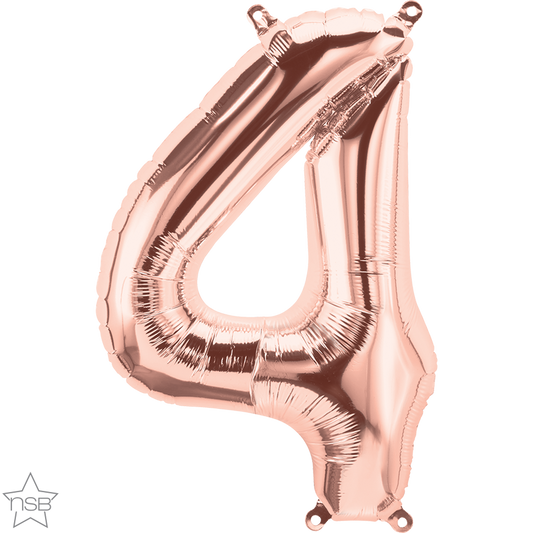 Rose Gold Number 4 Balloon - 16" Foil