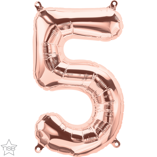 Rose Gold Number 5 Balloon - 16" Foil
