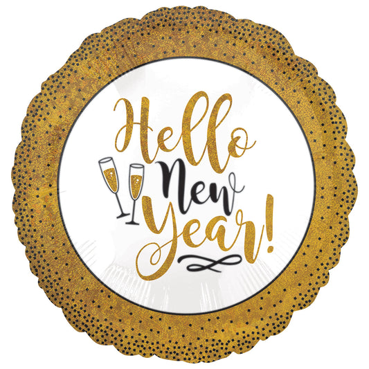 Gold Glitter New Year Balloon - 18" Foil