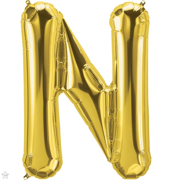 Gold Letter 'N' Balloon - 34" Foil