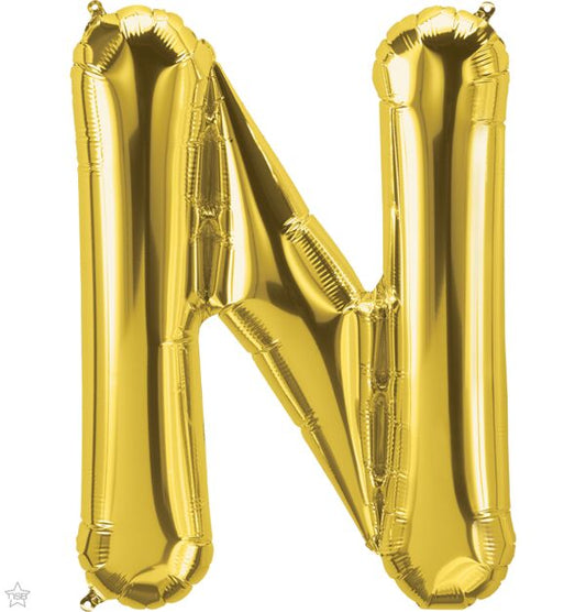Gold Letter 'N' Balloon - 34" Foil