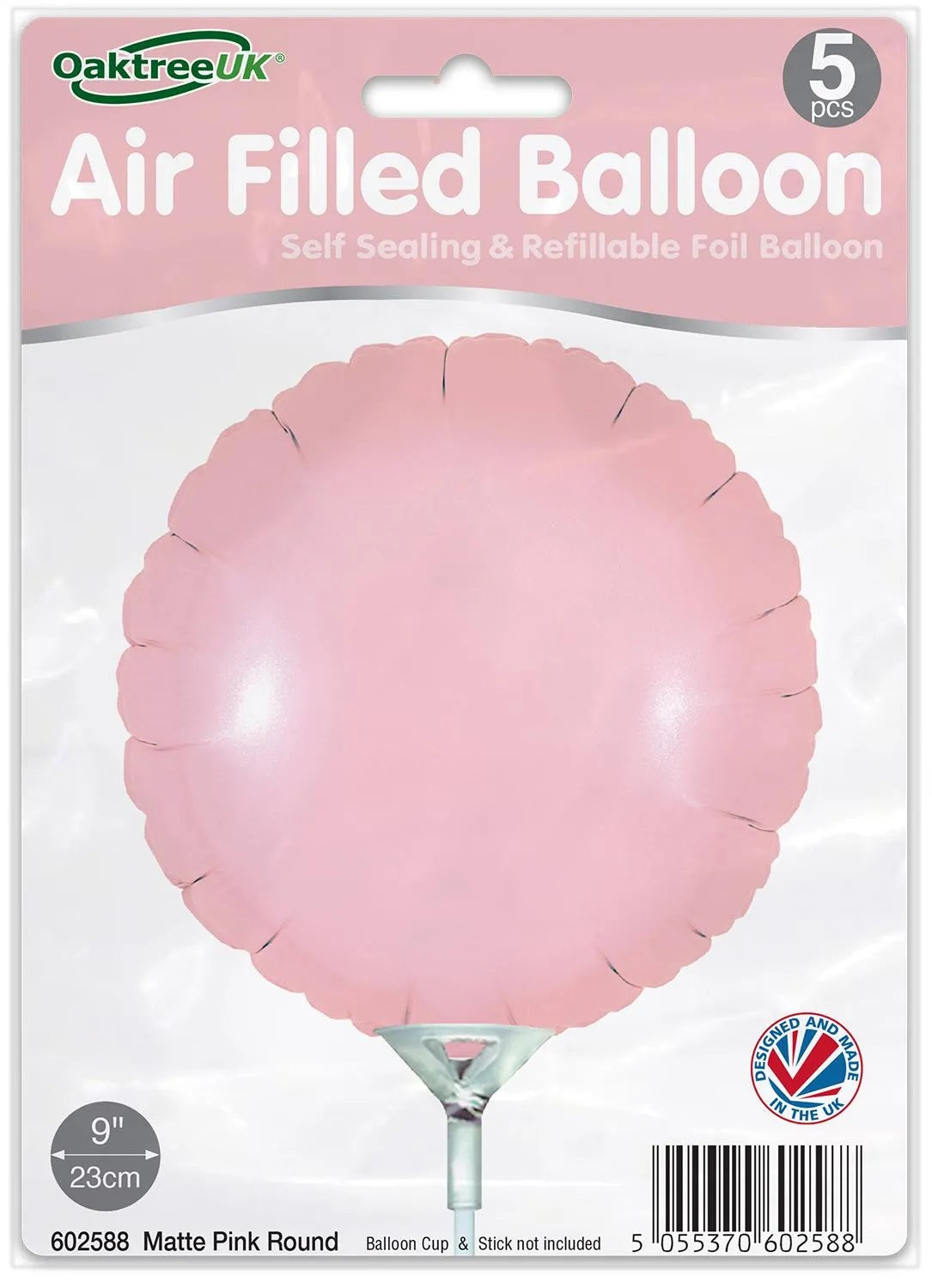 Matte Pink Round 9" Packaged Self Sealing x 5pcs