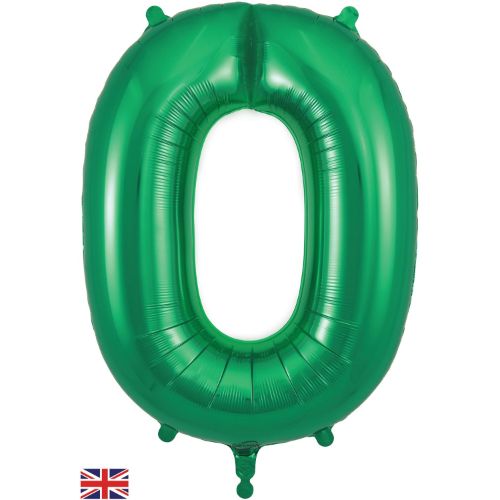 Green Number 0 Balloon - 34" Foil