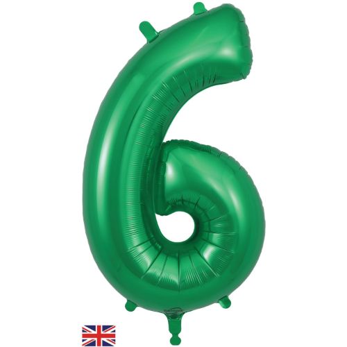 Green Number 6 Balloon - 34" Foil
