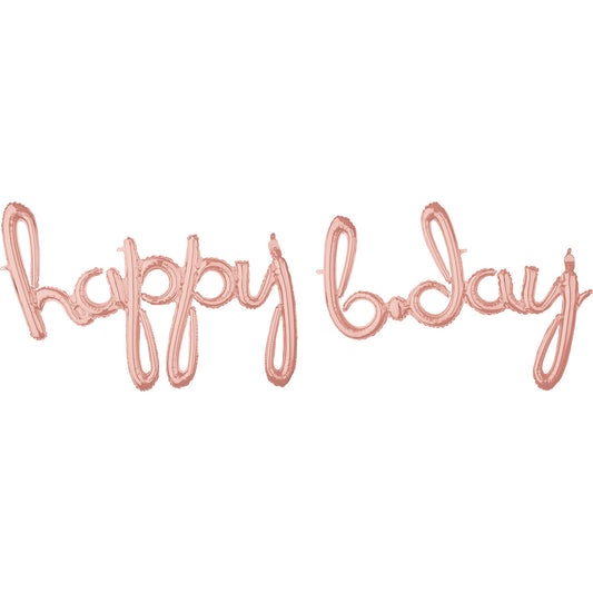 "Happy Bday" Rose Gold Script Phrase - Foil