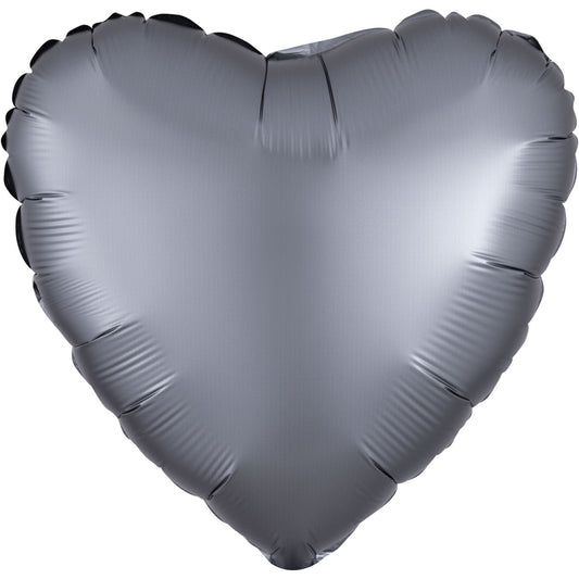 Graphite Heart Satin Luxe Balloon - 18"Foil