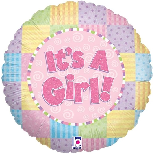 Patchwork Baby Girl Balloon - 18" Foil UNPackaged