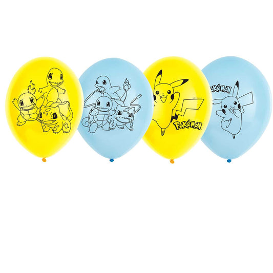 Amscan Pokemon 4 Sided Balloons - 11" Latex (6ct)