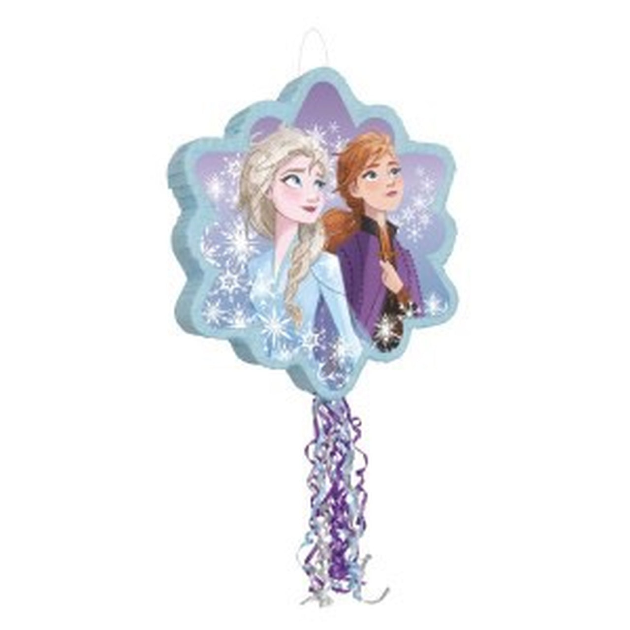 Snowflake-Shaped Disney Frozen 2 Pull String Drum Pinata - 1pc 49cm X 55cm