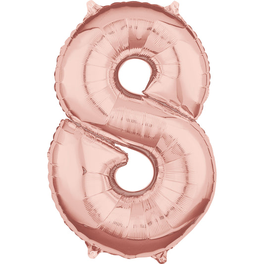 Rose Gold Number 8 Balloon - 26″ Foil