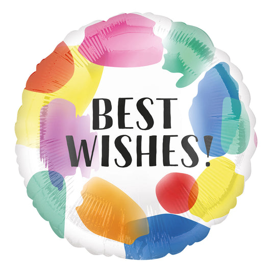 Best Wishes! Painted Swoosh Balloons - Foil 18"