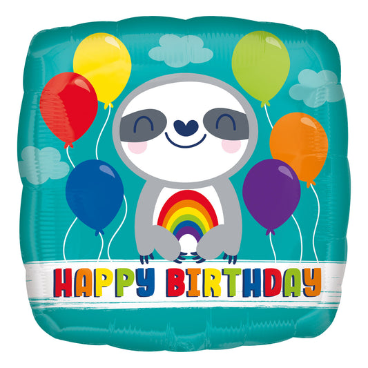Happy Birthday Sloth Balloon - 18" Foil