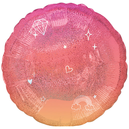 Sparkle Ombre Standard Holographic Balloons - 18" foil