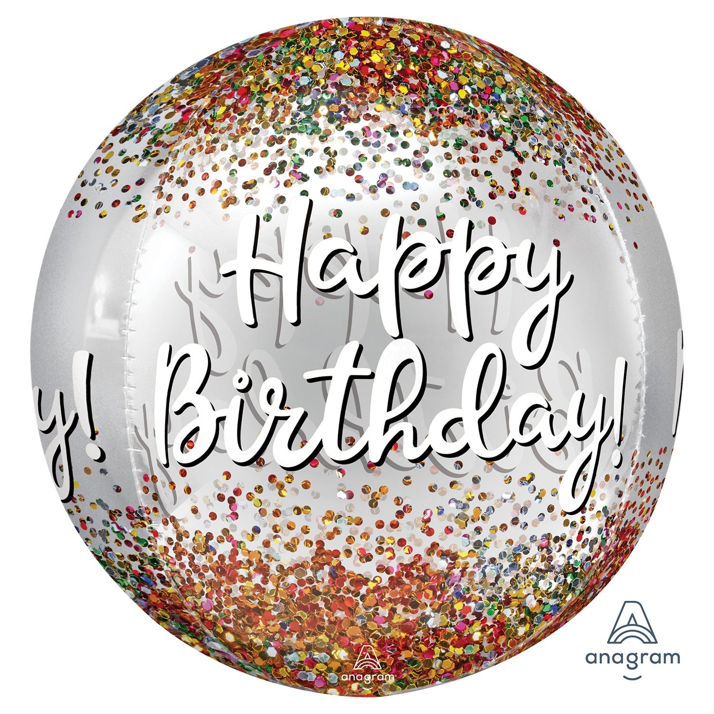 Happy Birthday Sequins Orbz Balloon - (15" x 16")
