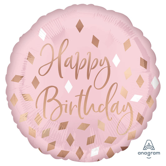 Happy Birthday Blush Balloon - 18" Foil