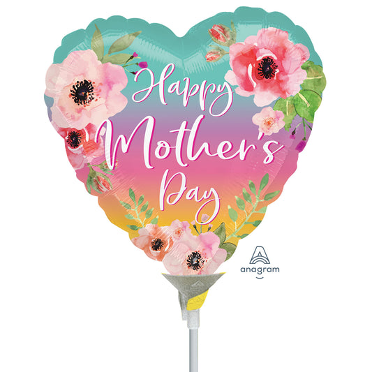 Flowers Ombre Mother's Day Mini Foil Balloons – Foil 9"