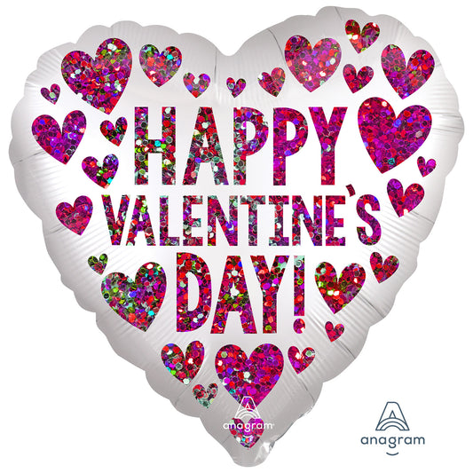 Happy Valentine's Day Sequins Satin Luxe Balloon - Foil 18"