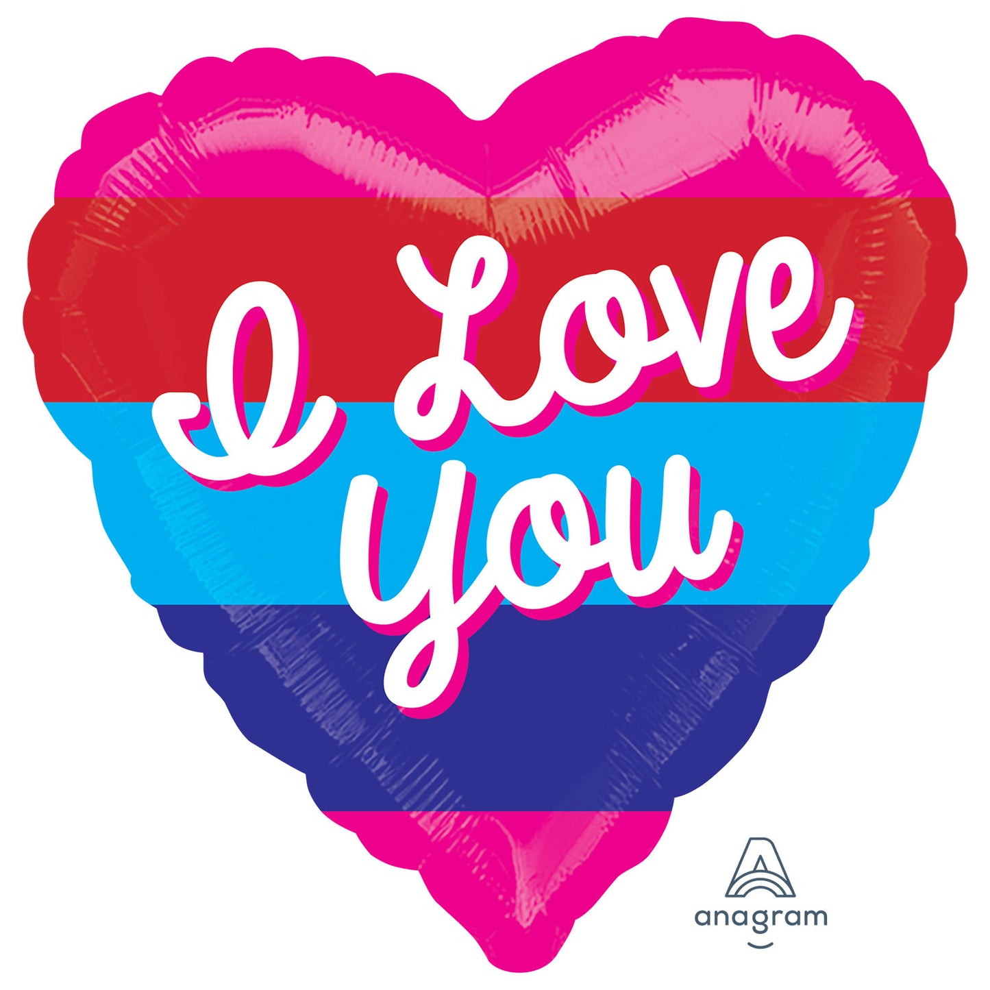 Valentine's Love You Bright Stripes Colour Blast Foil - 21"/53cm x 21"/53cm