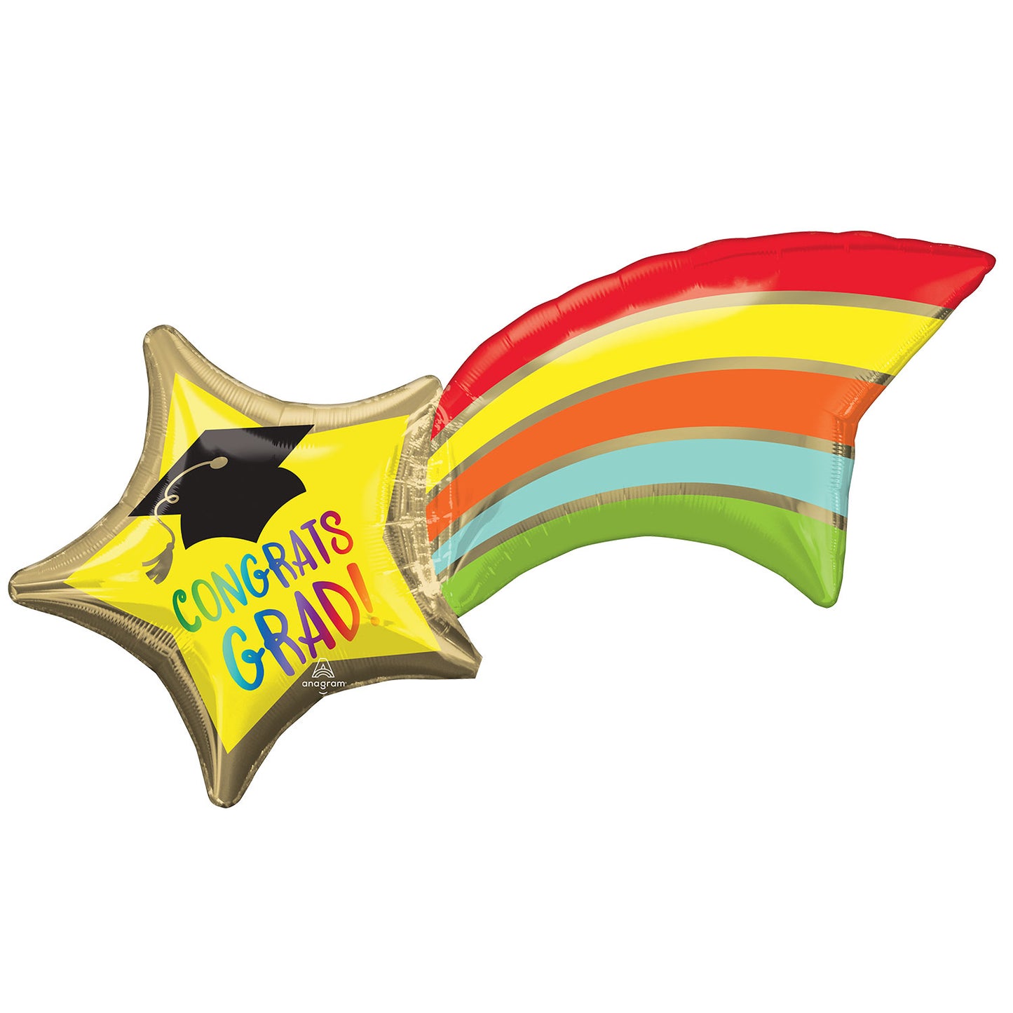 Rainbow Grad Shooting Star SuperShape Foil Balloons - 27"/68cm x 22"/55cm