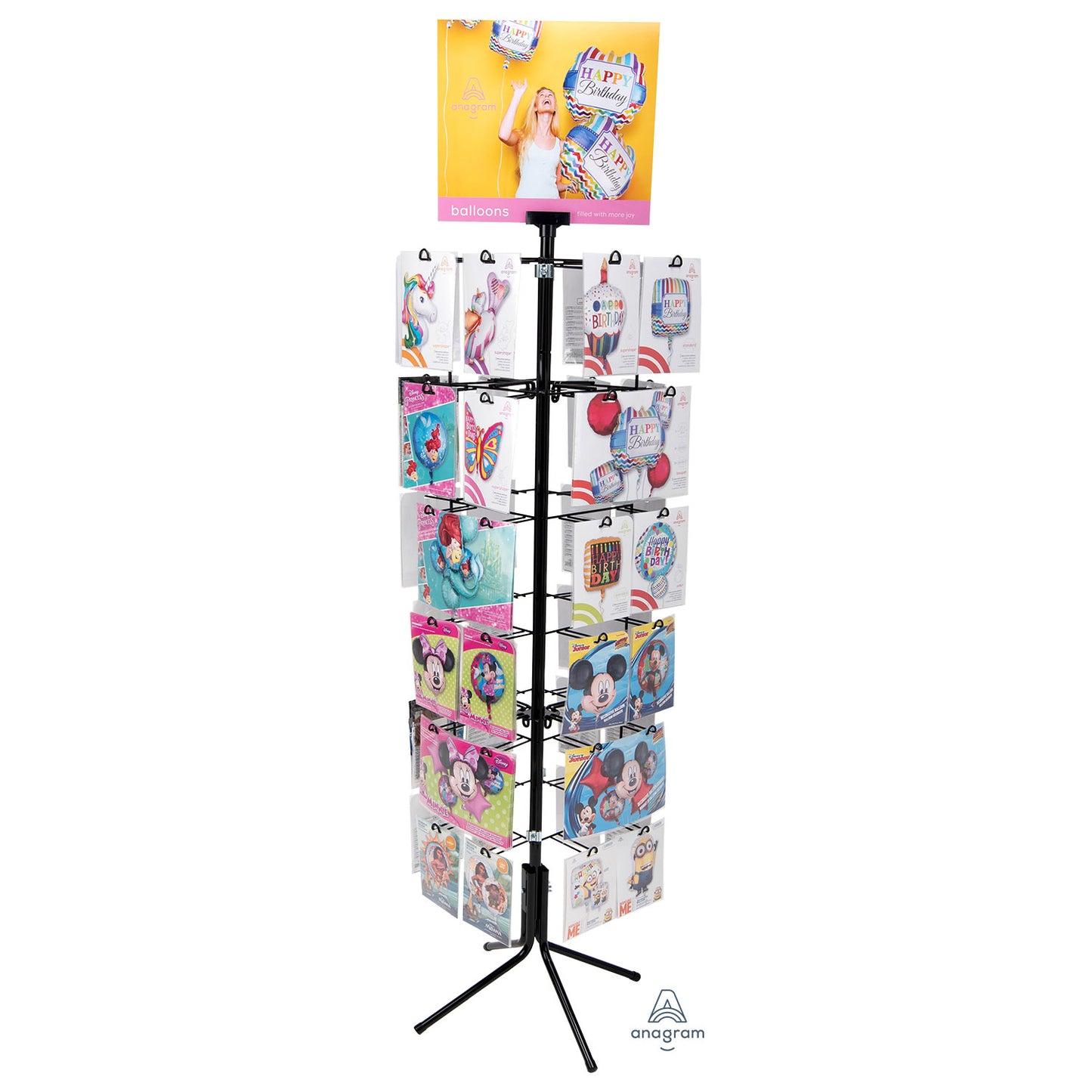 48-Peg Floor Spinner (4-Panel) Black - 1 PC