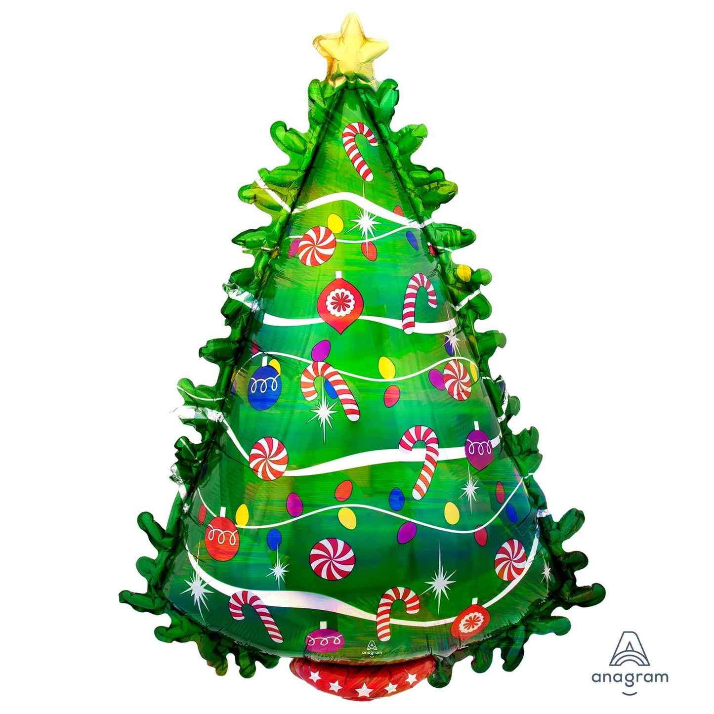 Green Christmas Tree Holographic SuperShape - Foil (26"/66cm w x 36"/91cm)