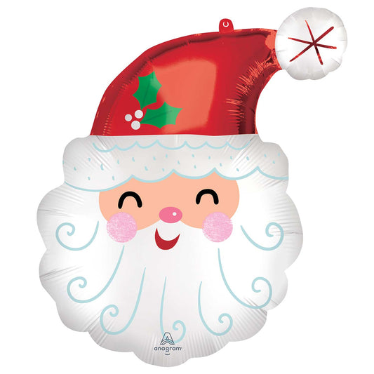Smiley Santa SuperShape Foil Balloons - Foil (19"/48cm w x 27"/68cm)